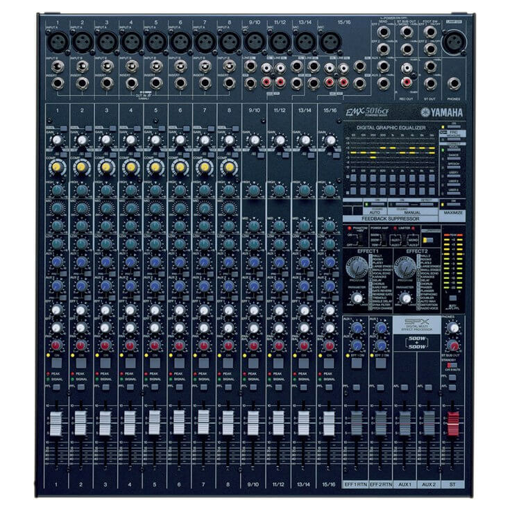 Mezcladora amplificada de 16 canales